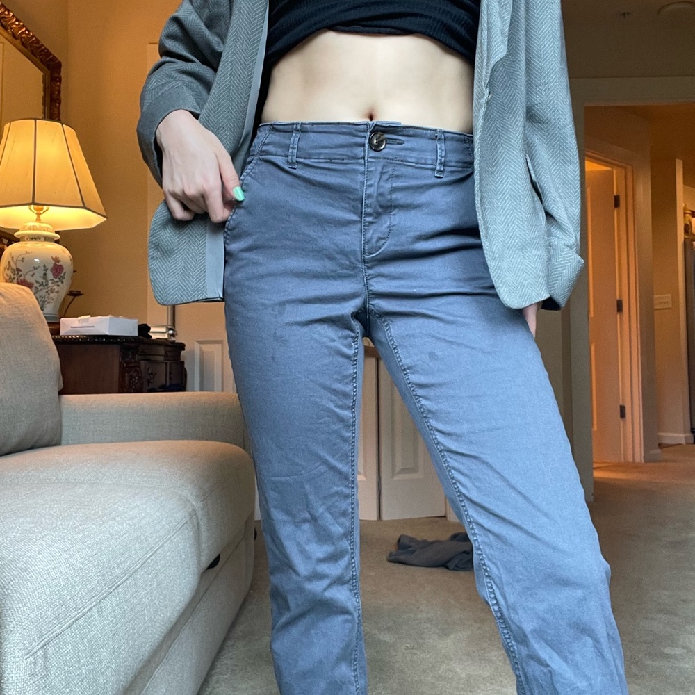Grey blue cropped pants from loft